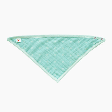 GOTS Certified organic cotton polka dot bandana bib with adjustable snaps in mint color good for baby eczema in large size