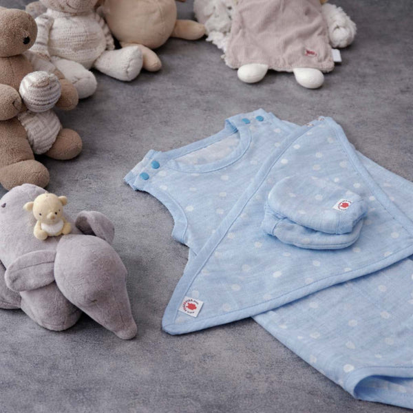 Pokka Kids blue GOTS organic cotton luxury baby shower gift for eczema prone skin
