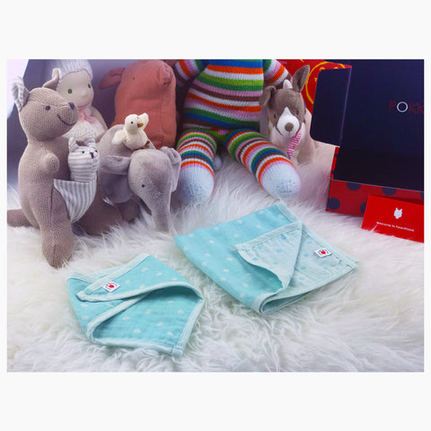 Mint 100 % GOTS certified organic cotton hanky and bandana bib baby gift set made in USA