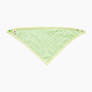 GOTS Certified organic cotton polka dot bandana bib with adjustable snaps in lime color good for baby eczema in large size