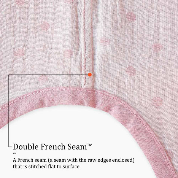 Pokka Kids GOTS Certified organic cotton pink baby bodysuit French seam technology for eczema prone skin