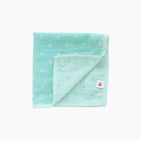 Pokka Kids mint GOTS certified organic cotton hanky for use as a wash cloth, burp cloth, bib, scarf or security blanket