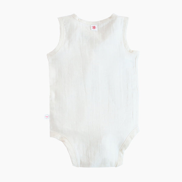 Back view of GOTS Certified organic cotton chemical dye free all natural handmade baby onesie