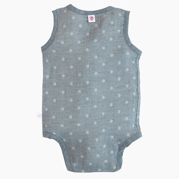 Pokka Kids Baby gray GOTS Certified organic cotton baby bodysuit designed for eczema prone skin