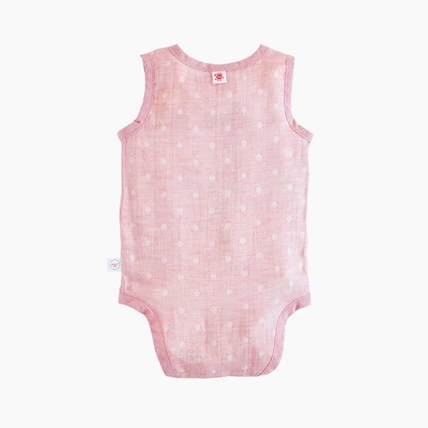 Pokka Kids handmade in NYC Pink GOTS Certified organic cotton baby bodysuit designed for eczema prone skin